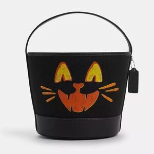 *NWT* COACH Trick Or Treat Bucket With Halloween Cat In Regenerative Cotton